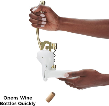 Rabbit Original Lever Corkscrew Wine Opener with Foil Cutter and Extra Spiral (Silver)