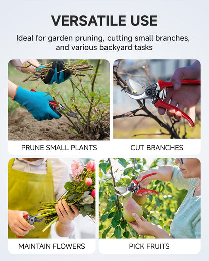 Fondwell 6.5" Pruning Shears Trimming Scissors: 2 Pack of Small Garden Snips with Micro Tip - Plant Clippers of High Cutting Efficiency