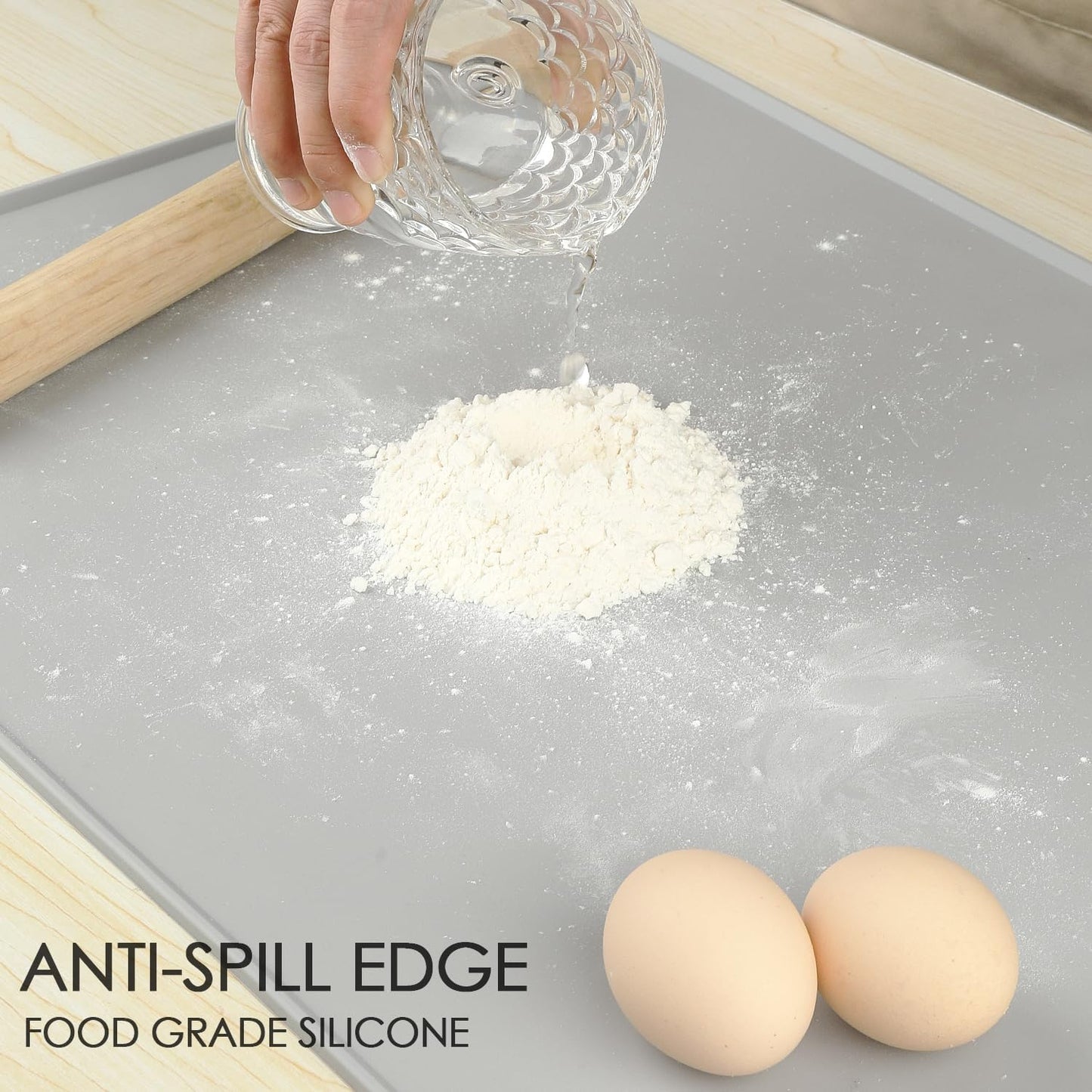 Standard Silicone Mat,Black Baking Mat-Food Grade Kids Dinner Table Placemat Non Slip Counter Mat with Raised Edges Heat Resistant Mat for Air Fryer Nonstick Pastry Dough Mat(1 Pack 23.6'' x 15.7'')