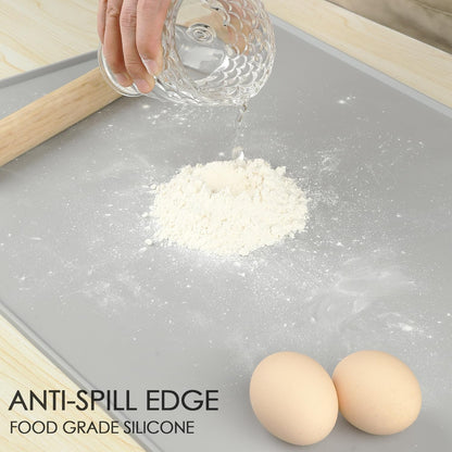 Standard Silicone Mat,Black Baking Mat-Food Grade Kids Dinner Table Placemat Non Slip Counter Mat with Raised Edges Heat Resistant Mat for Air Fryer Nonstick Pastry Dough Mat(1 Pack 23.6'' x 15.7'')