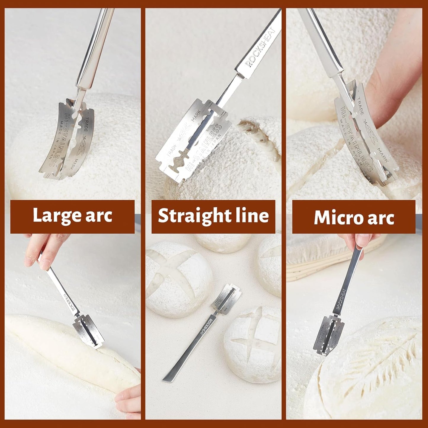 Bench Scraper & Chopper, Stainless Steel Dough Cutter with Wooden Handle, Thick Sharp Blades Pizza Bread Cutter, Multipurpose Kitchen Tool for Baking Cooking