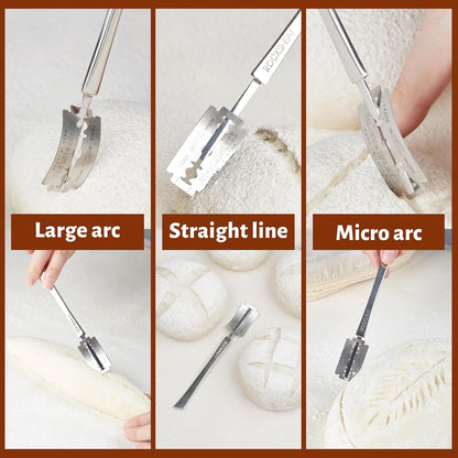 Bench Scraper & Chopper, Stainless Steel Dough Cutter with Wooden Handle, Thick Sharp Blades Pizza Bread Cutter, Multipurpose Kitchen Tool for Baking Cooking