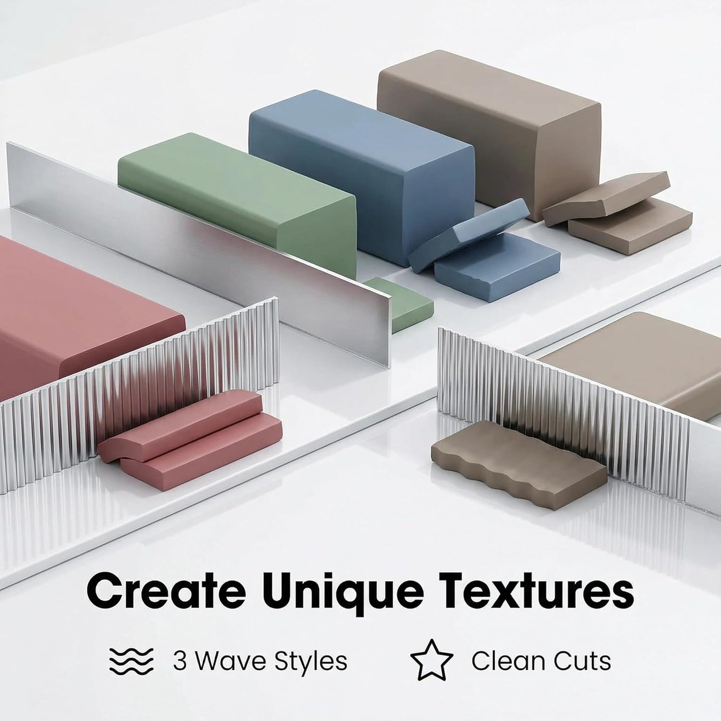 Polymer Clay Cutter Tools, Acrylic Roller Pin, 5 Pieces Flexible Clay Cutters, Ceramic Cutters Slicer Kit Clear Rectangle Sheet Press Board Wire Texture Set Needle Detail Modelling Supplies