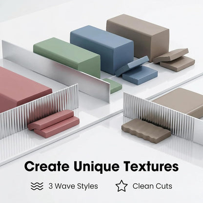 Polymer Clay Cutter Tools, Acrylic Roller Pin, 5 Pieces Flexible Clay Cutters, Ceramic Cutters Slicer Kit Clear Rectangle Sheet Press Board Wire Texture Set Needle Detail Modelling Supplies