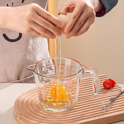 2-Cups Glass Measuring Cups with Lids Set, Measuring Jugs with Handle Liquid Measuring Cups Kitchen Mixing Bowl, Microwave, Oven, and Dishwasher Safe