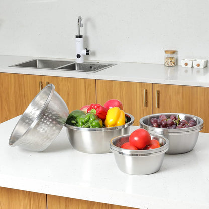 Paoli 304 Stainless Steel Fine Mesh Colander Set, 1.5QT Large Capacity Strainer with Mixing Bowl — Rinse Fruits, Veggies, Rice & Drain Pasta, Dishwasher Safe (2-Piece)