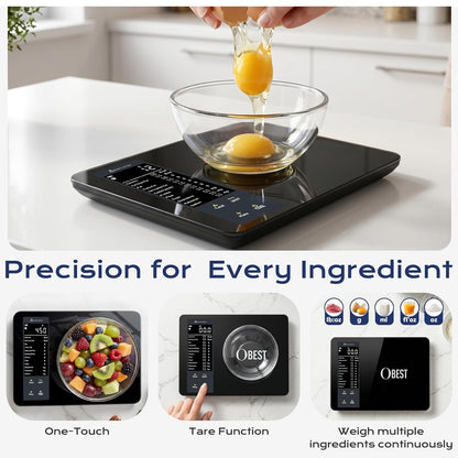 Smart Food Scale with Nutritional Calculator, Free APP with 30 Nutrients Tracking, Calorie, Macro, Works with App for Daily Reports, Digital Kitchen Scale for Meal Prep Weight Loss Coffee Making, 22lb