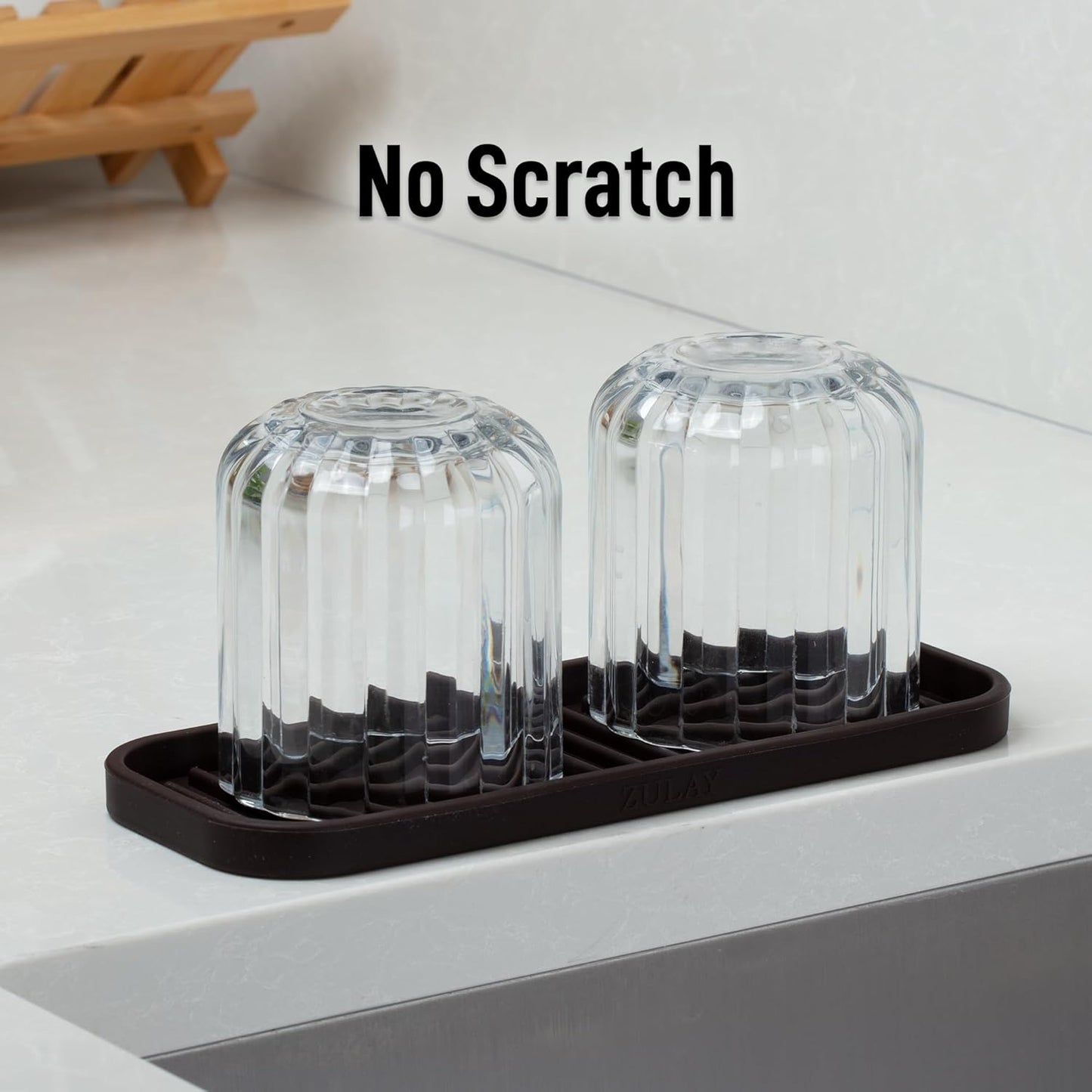 Zulay Kitchen (9x3.5in Sponge Holder for Kitchen Sink - Flexible Heavy-duty Multipurpose Sink Caddy - Counter Organizer for Kitchen, Bathroom, Makeup, Trinkets & More! (Grey)