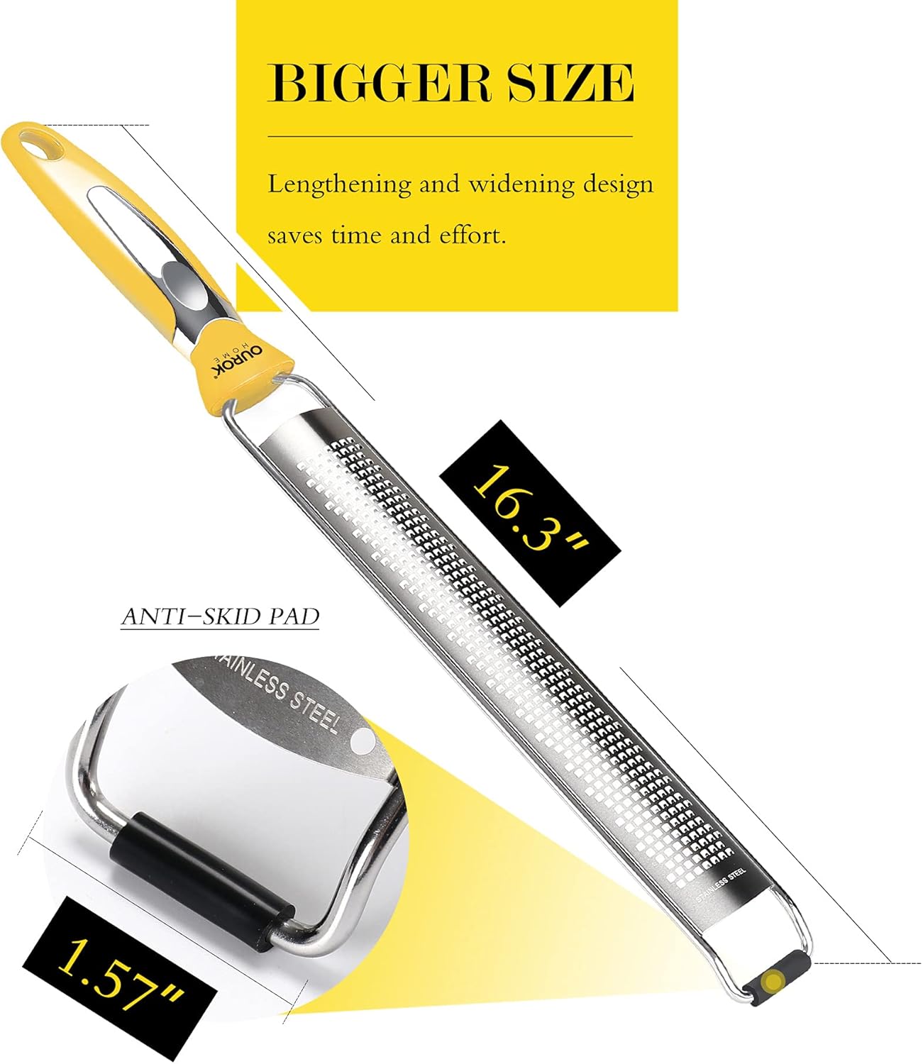 Ourokhome Kitchen Lemon Zester, Stainless Steel Hand Held Parmesan Cheese Grater for Ginger, Chocolate, Coconut, Lime, Nutmeg, Citrus, Fruit, Vegetable with Cleaning Brush, Dishwasher safe, Blue