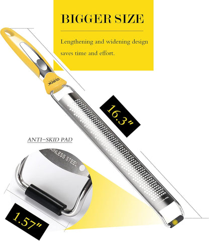 Ourokhome Kitchen Lemon Zester, Stainless Steel Hand Held Parmesan Cheese Grater for Ginger, Chocolate, Coconut, Lime, Nutmeg, Citrus, Fruit, Vegetable with Cleaning Brush, Dishwasher safe, Blue