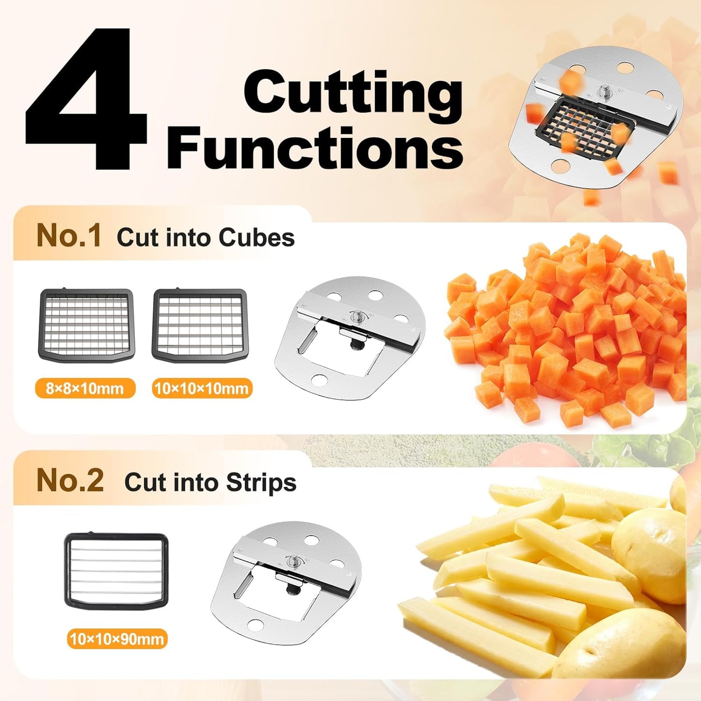 4-In-1 Electric Vegetable Chopper, 200W Vegetable Slicer Food Processor, Veggie Food Cutter With Slicing Shredding Dicing And Striping Function For Commercial Home Use