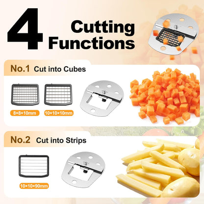 4-In-1 Electric Vegetable Chopper, 200W Vegetable Slicer Food Processor, Veggie Food Cutter With Slicing Shredding Dicing And Striping Function For Commercial Home Use