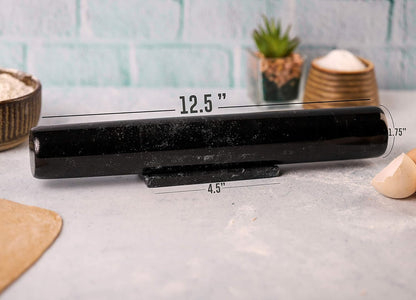 Marblous Krafts Marble French Rolling Pin for Dough, Black 12.5" Inches marble rolling pin with stand - rolling pins for baking and dough roller.