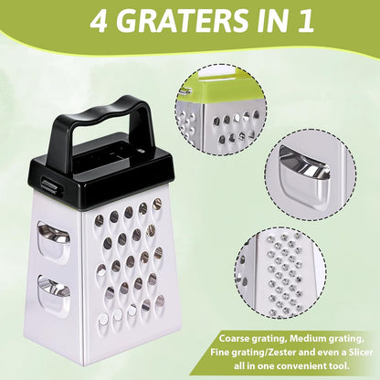 6 Pcs Small Grater Mini Cheese Grater Handheld Slicer Professional Stainless Steel with 4 Sides Food Shredder Safe Zester for Kitchen Cheese Garlic Ginger Vegetable Potatoes