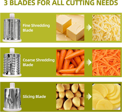 Rotary Cheese Grater, Hand Crank with Suction Base Cheese Shredder Hand Crank 3 Stainless Steel Blades, Rotary Cheese Grater with Handle, Easy to Clean, Rotary Grater for Cheese Vegetable Nuts (Red)