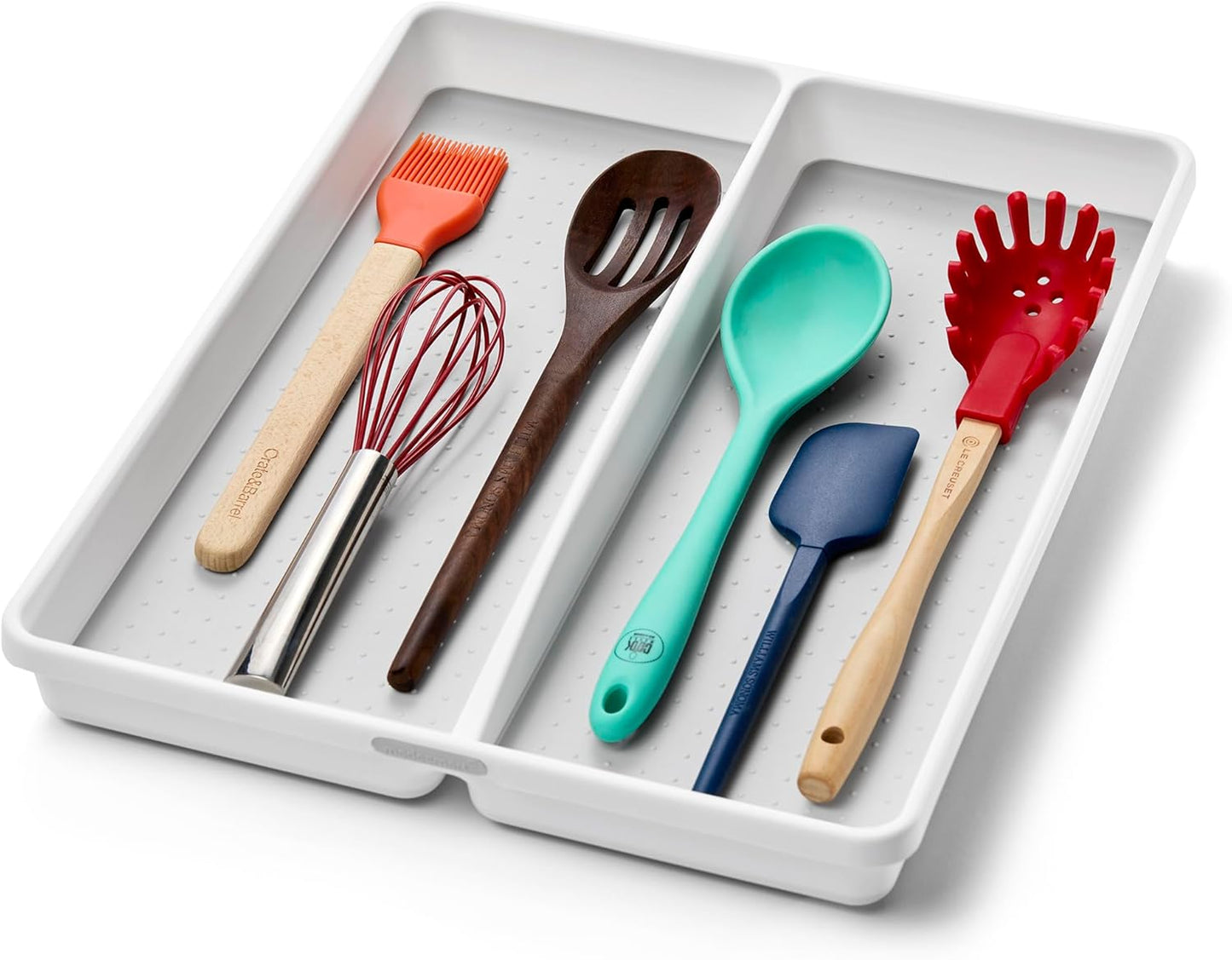madesmart Premium Small Utensil Tray, Deep Storage for Ladles, Whisks & Serving Tools, Non Slip Lining, for Drawers & Home Organization, White