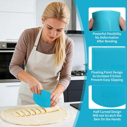 4 Pcs Flexible Dough Scraper,Sourdough Scraper,Pastry Cutter for Sourdough, Multifunctional Kitchen Scraper Tool, Baking, Bread Dough Cutter, Cake Smoother for Icing(4 Colors)