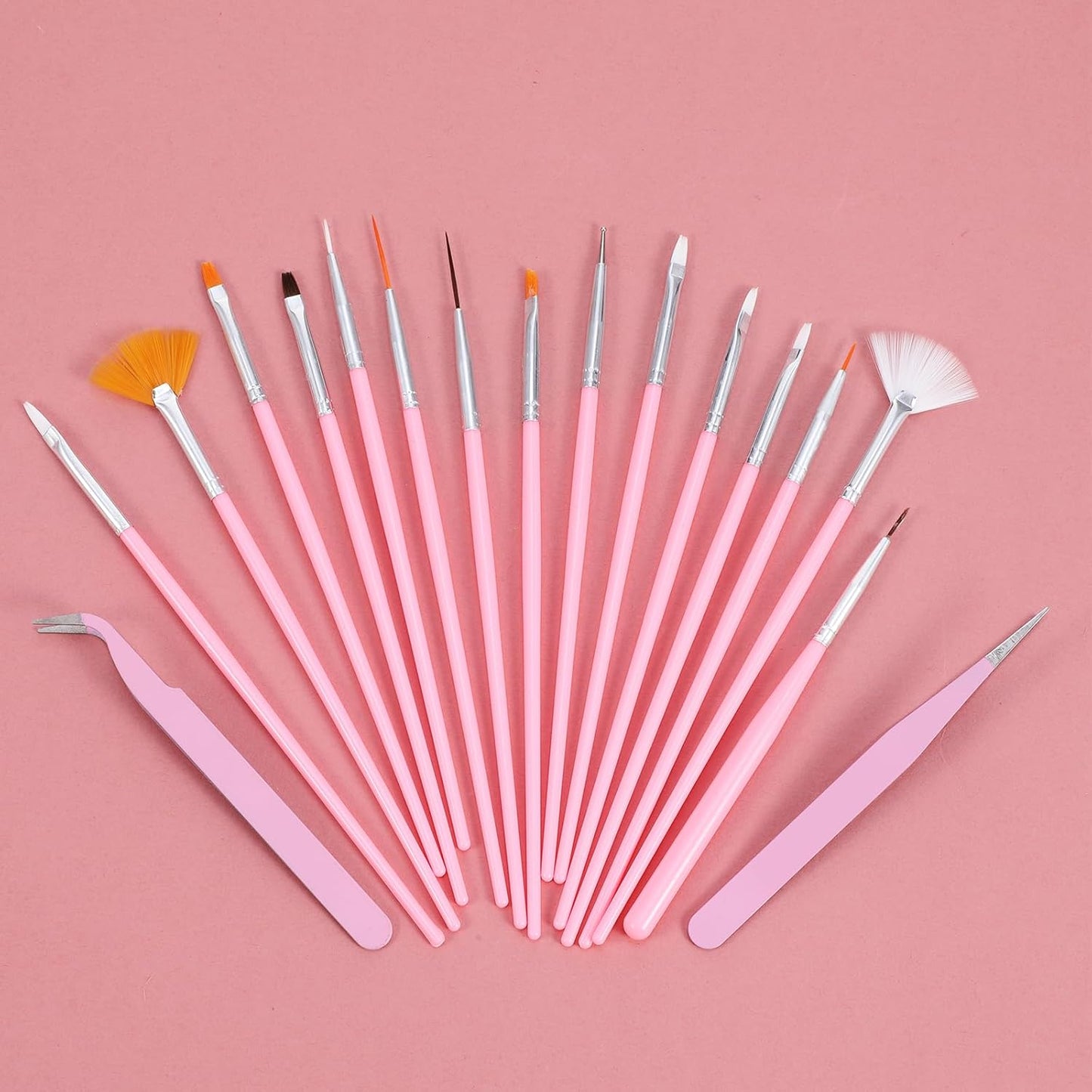 Qianyu 20Pcs Cake Decorating Brushes Cookie Decorating Tool Set Cake Fondant Paint Pastry Brush Curved Tip Tweezers Pasta Tweezers Sugar Stir Needle for Christmas Sprinkles Baking