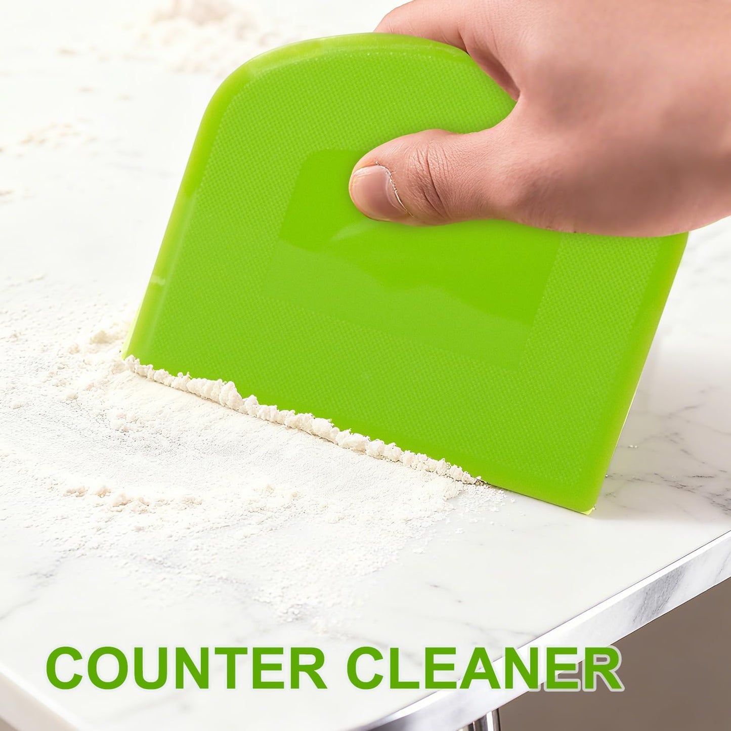 Dough Scraper, Sourdough Bread Baking Supplies, Pizza Cutter, Bowl Scraper, Plastic Dough Scraper, for Non-Slip Bakeware Decorating Tools, Sculpting, Bread Dough (2, White+ Green)