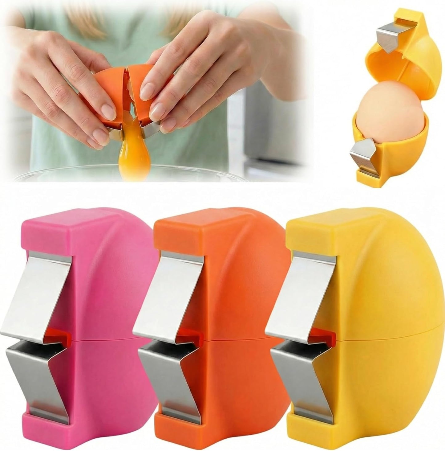 3PCS Egg Shell Opener, Egg Cracker Tool for Raw Eggs, Hard Boiled Egg Peeler for Easy Separate & Peel Eggs, Egg Separator for Cooks, Bakers Families