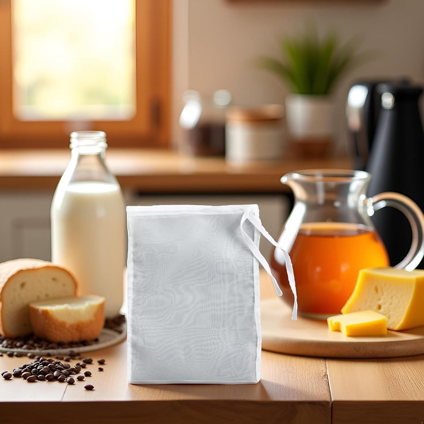 1Pc Nut Milk Cheese Bag Reusable Fine Mesh Cheesecloth Bags For Straining Almond Soy Milk Strainer For Cold Brew Coffee Tea Beer Juice Fine Filter Nylon Mesh Cheese Cloth, Colanders and Food Strainers