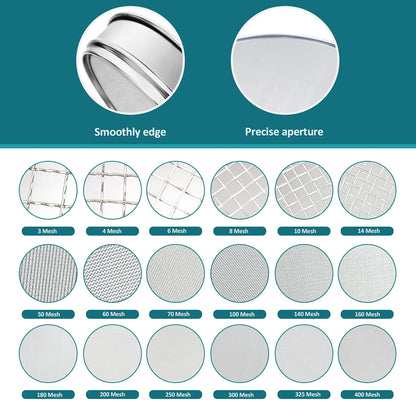 304 Stainless Steel Lab Sieve Screen Mesh, 6 Mesh(3.5mm) Aperture Test Sieve, 12Inch(30cm) Diameter Economy Standard Analysis Sample Test Sieves for Industrial Laboratory Homes - Colors B