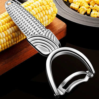 Maxjoy Corn Peeler and Cob Stripper Stainless Steel Tool for Kernel Removal on Corn Cob