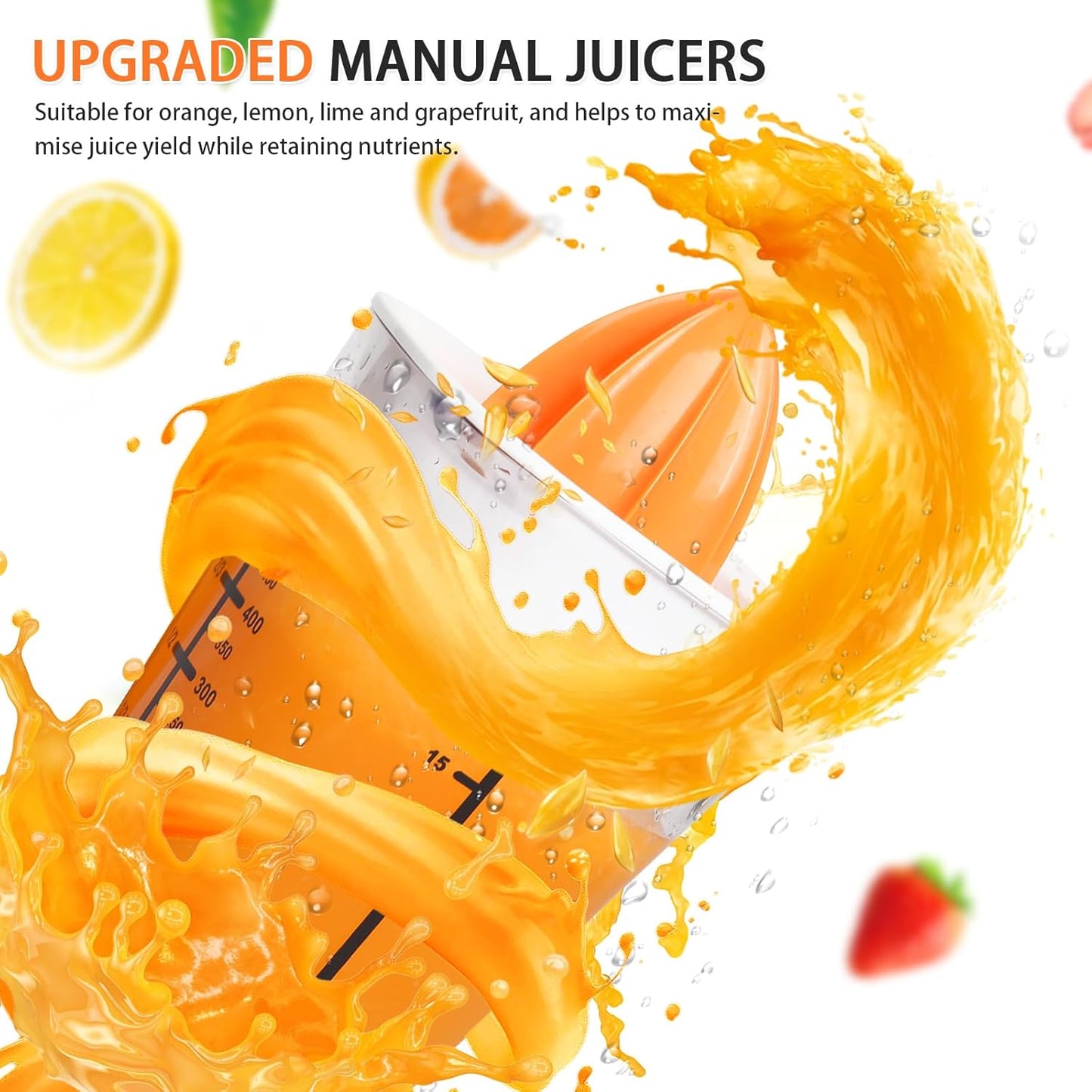 Citrus Juicer Manual Juicer, Multifunctional Hand Juicer, Lemon Lime Squeezer, 20-Ounce Capacity Orange Juicer (White, Basic)