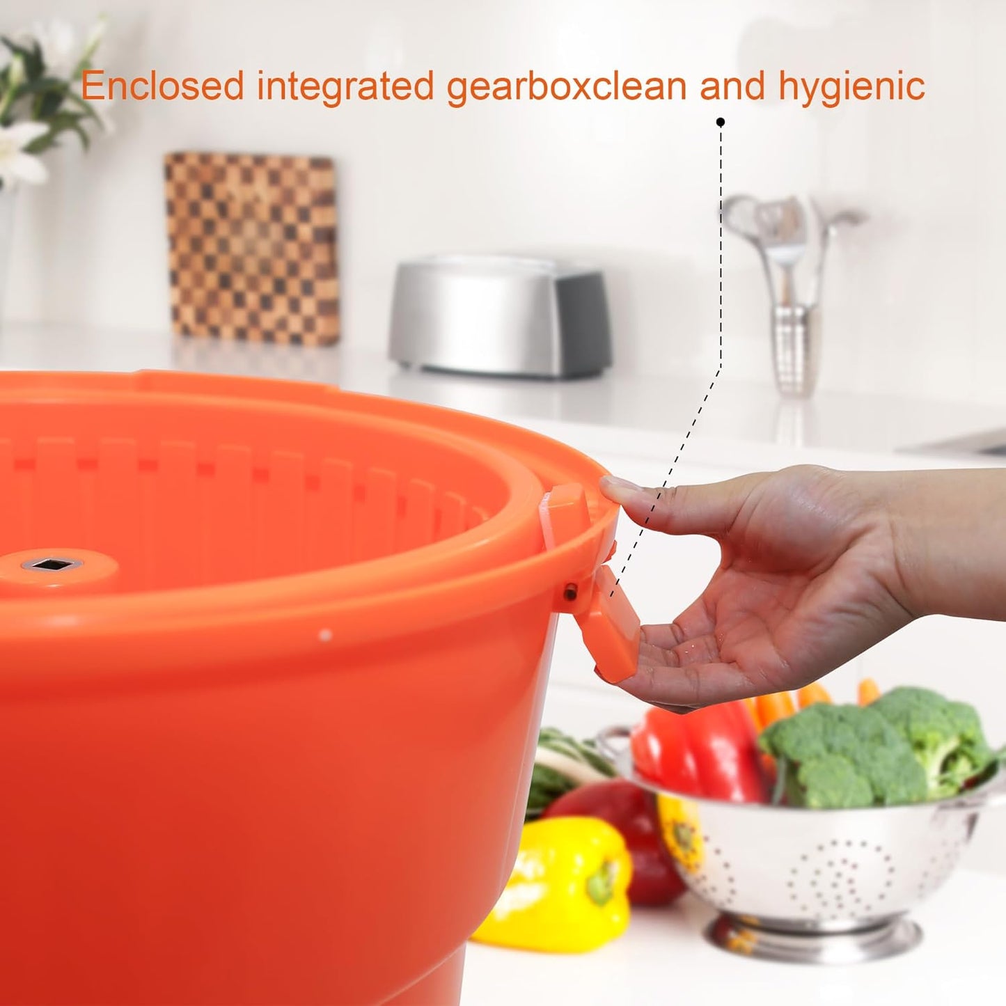 CLIVIA 5 Gal/20 Qt Large Commercial Salad Spinner Jumbo Manual Lettuce Dryer-Dries up to 7 Heads of Lettuces