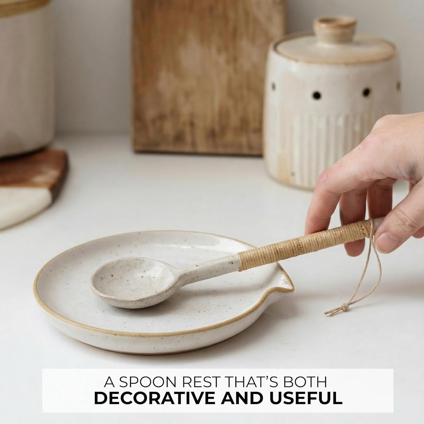Beautiful Ceramic Spoon Rest for Stove Top - Perfectly Sized Spoon Holder for Your Kitchen Countertop - Easy to Clean and Dishwasher Safe, Perfect Addition to Any Kitchen Counter for Everyday Cooking