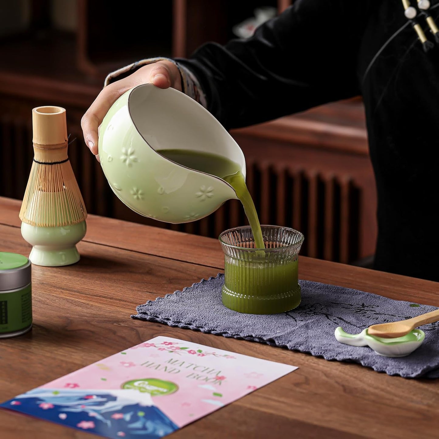 Clay&Fire Matcha Whisk Set, 9 pcs Ceramic Matcha Set, Gifts for Women,Matcha Bowl with Spout and Whisk, Matcha Kit for Matcha Lovers, Gift Mother's Day, Birthday, Anniversary
