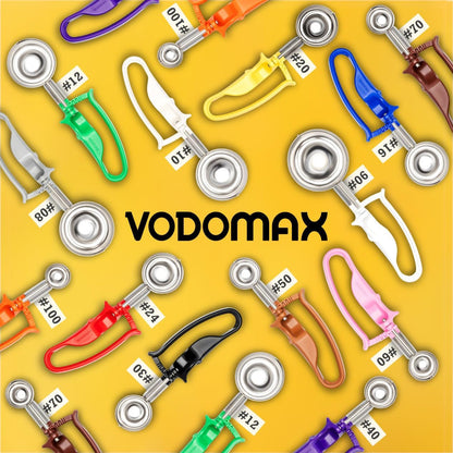 Size 16 BLUE (2.07 oz.) VODOMAX Commercial Food Disher, Portioner, Stainless 304, IceCream Scooper, Palm-Squeeze, Portion Control, #16 Scoop, Gelato Scoop, 2 oz. Disher, Non-Zeroll