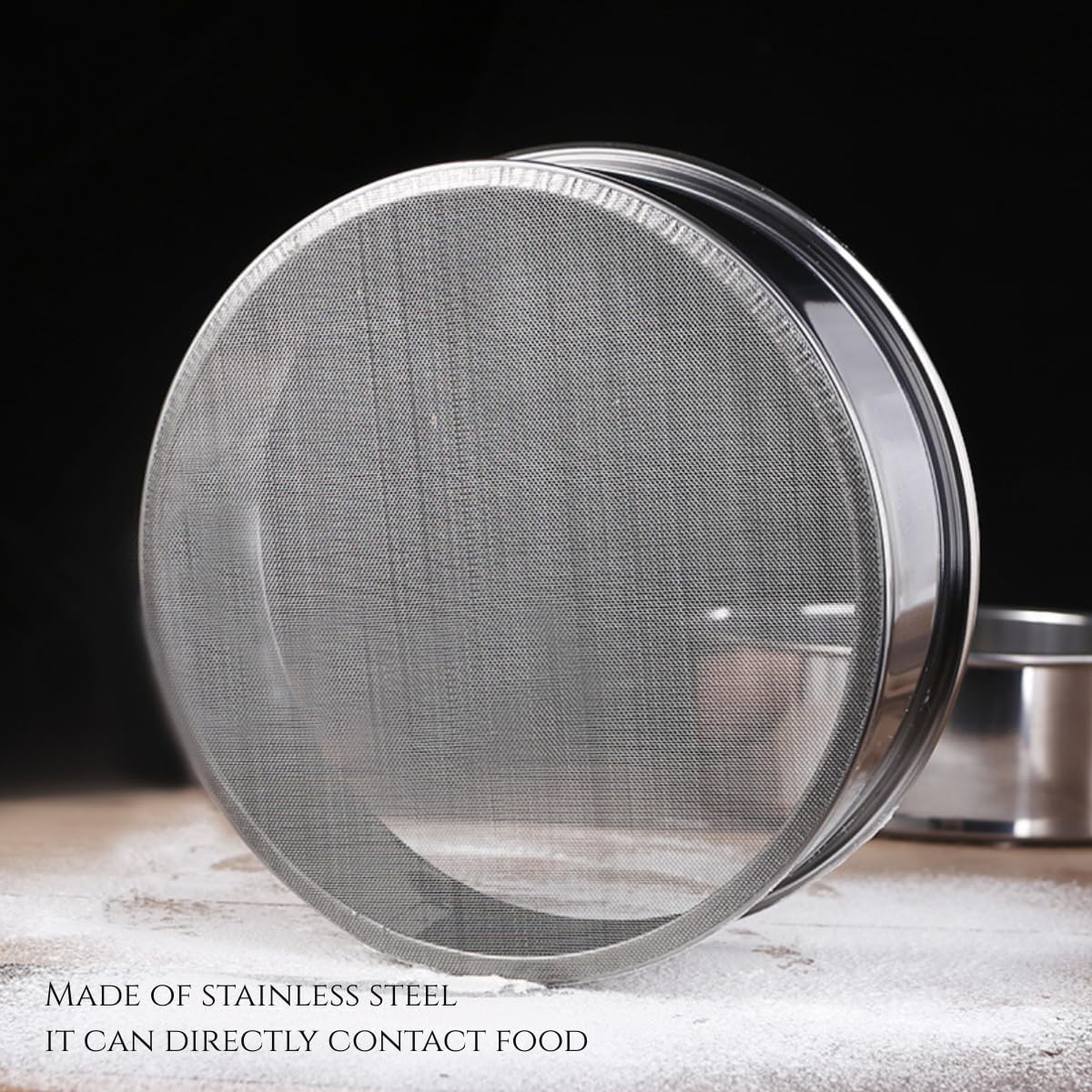 1Pcs 8"Flour Sieve Stainless Steel Round With 40 Mesh Flour Sifter For Baking