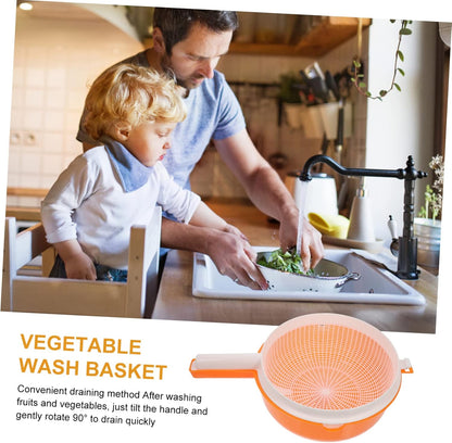 BESTOYARD Vegetable Wash Basket Double Layer Kitchen Colander Bowl 13.38 Inch with Handle for Draining Fruits Salad Pasta Efficient Drainage