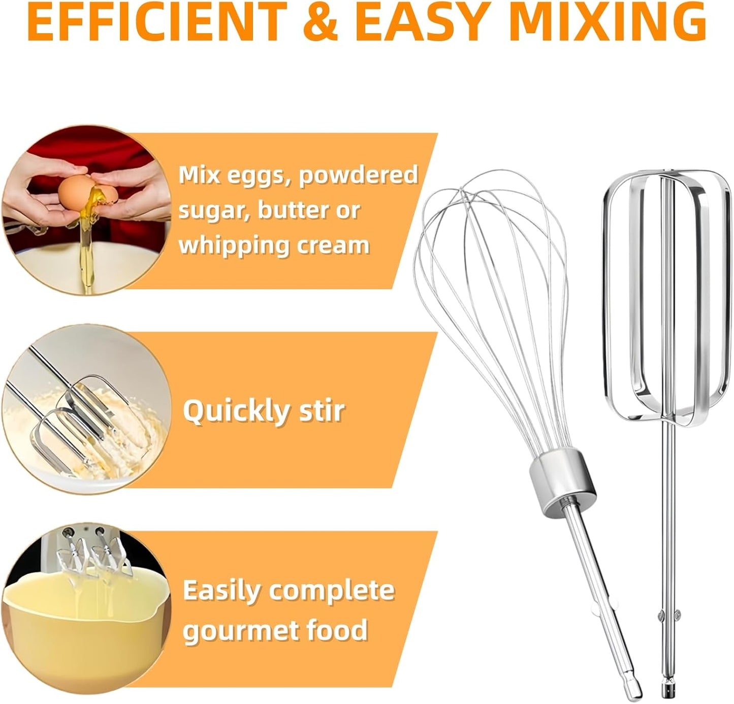 Hand Mixer Beaters Attachments Compatible with Hamilton Beach,62632R, 62682RZ, 62692, 62695V, 64699 – Includes Beaters, Dough Hooks, Whisk & Blending Rods – Durable Replacement Mixer Accessories 6Pack