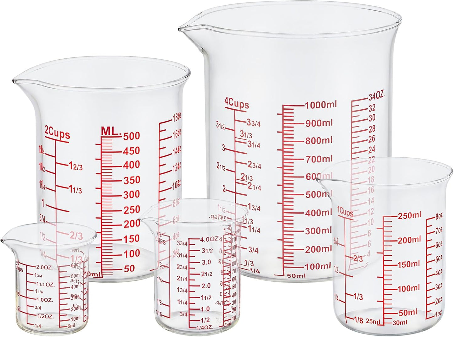 High Borosilicate Glass Measuring Cup-V-Shaped Spout，Glass Measuring Beaker for Kitchen or Restaurant, Easy to Read, 60 ML (2 Oz)-Pack of 2