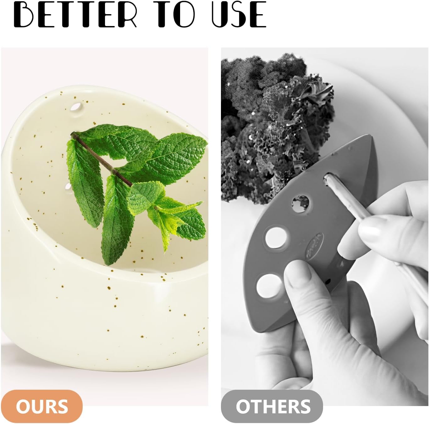 2025 Herb Stripper Bowl with Brush - Handmade Ceramic Herb Peeler for Cooking & Salads, Efficient Herb Stripping Tool with Cleaning Brush, Pottery Kitchen Gadget for Meal Prep (1-Piece)