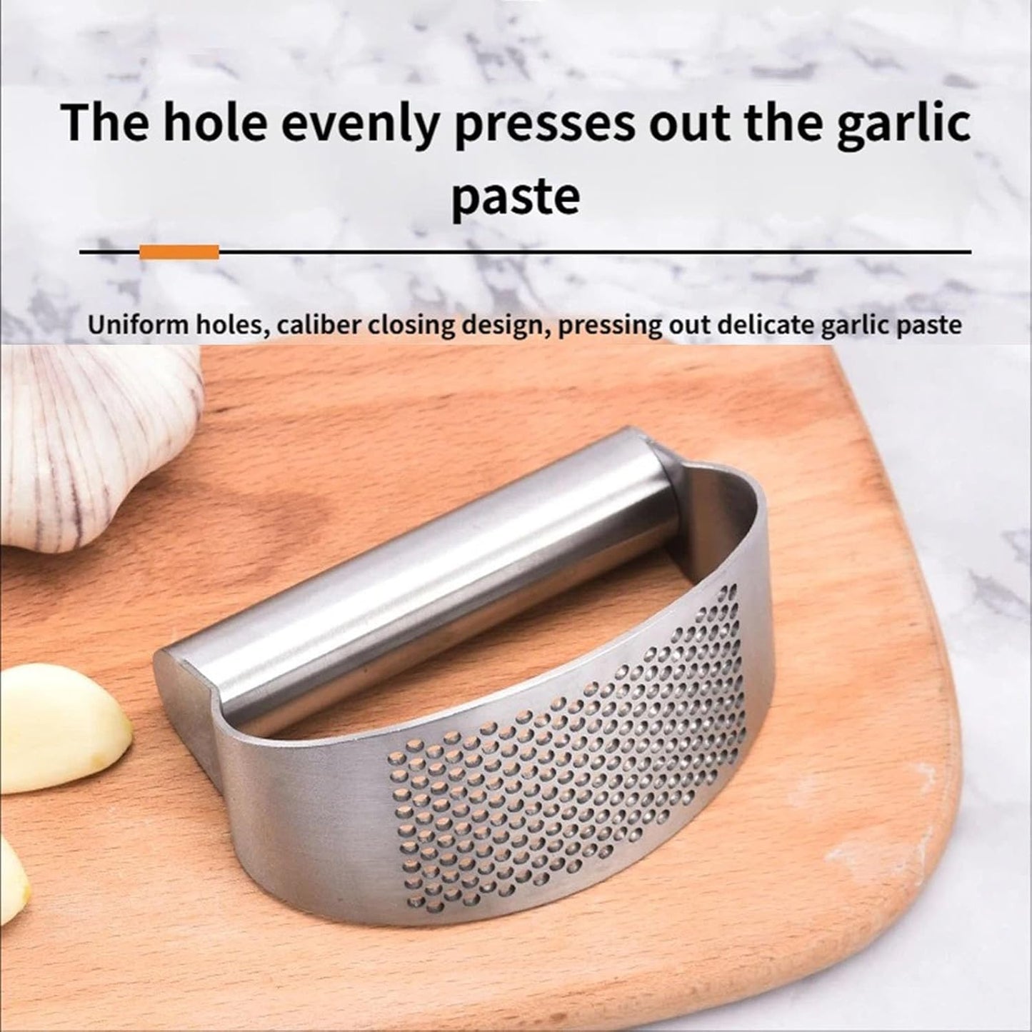 Garlic Press Rocker, Crusher Grinder Masher Bottle opener, Portable Manual Stainless Steel Wide Handle Garlic Crusher with Peeler(Style1-2pcs)