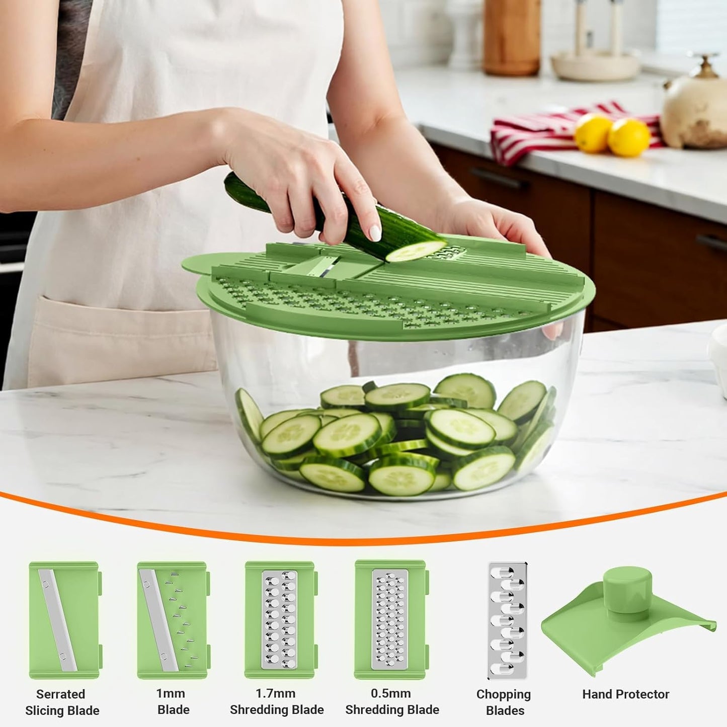 HomeHacks Salad Spinner Large Lettuce Spinner, Large Fruit Cleaner with Double Drainage Holes, 5 Chopping Blades, High Efficiency for Kitchen Washing & Drying Leafy Vegetables, Easy Press (Grey)