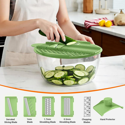 HomeHacks Salad Spinner Large Lettuce Spinner, Large Fruit Cleaner with Double Drainage Holes, 5 Chopping Blades, High Efficiency for Kitchen Washing & Drying Leafy Vegetables, Easy Press (Grey)