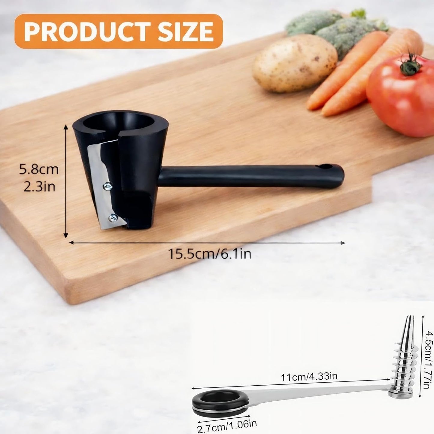 Spiral Vegetable Cutter Set, Stainless Steel Piranha-Style Spiral Cutter & Carrot Curler Tool, Spiral Slicer for Potatoes, Cucumbers & Carrots, Vegetable Flower Maker for Garnish & Decorative Dishes