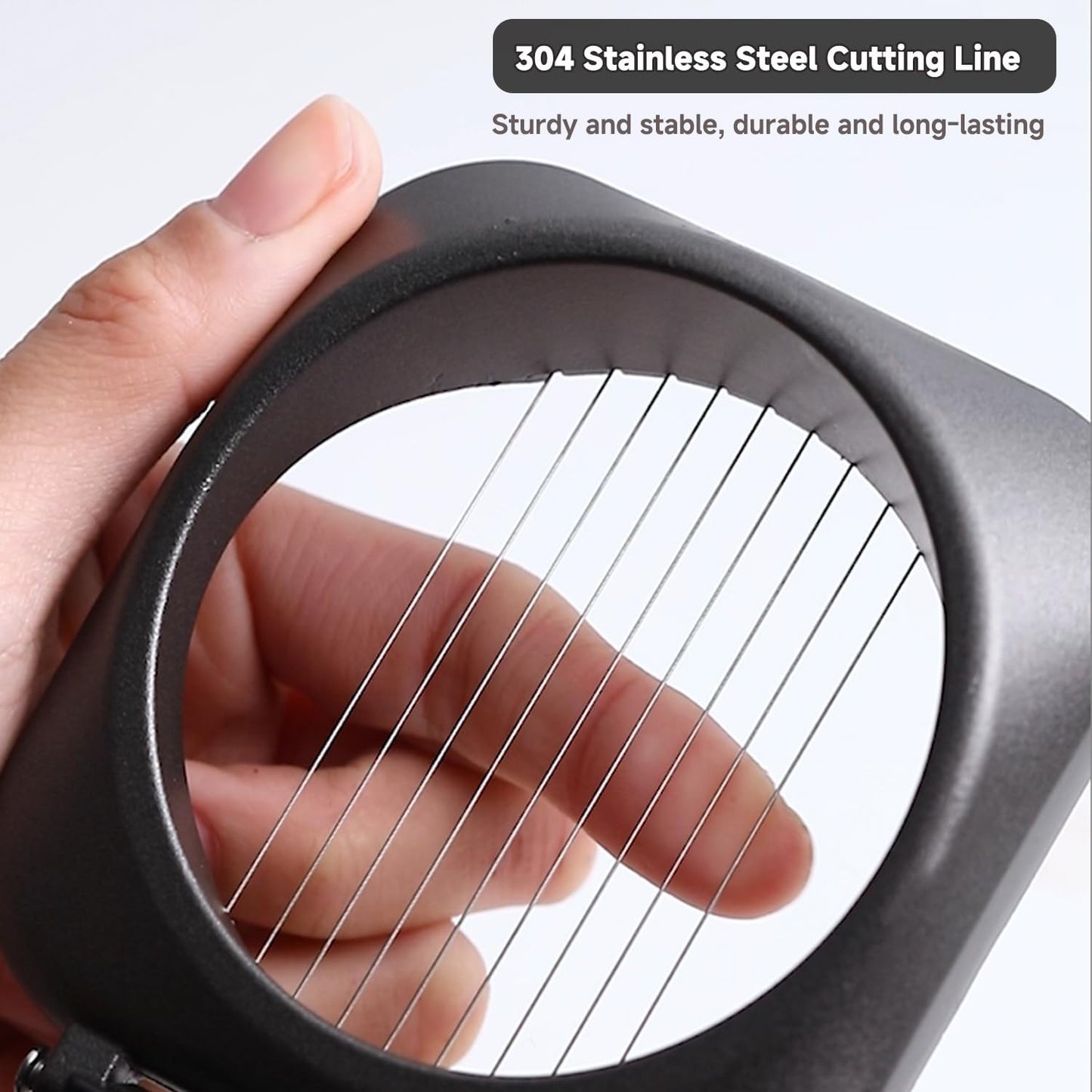 Double Cutter Egg Slicer for Hard Boiled Eggs, Heavy Duty Metal Stainless Steel Aluminum Alloy Egg Cutter for Egg Strawberry Mushroom Hot Dog Soft Fruit Kitchen Tool (Black)