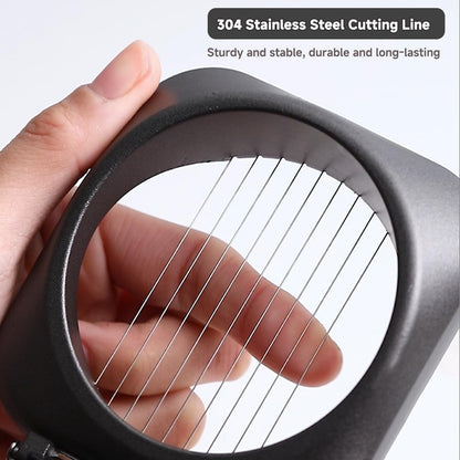 Double Cutter Egg Slicer for Hard Boiled Eggs, Heavy Duty Metal Stainless Steel Aluminum Alloy Egg Cutter for Egg Strawberry Mushroom Hot Dog Soft Fruit Kitchen Tool (Black)