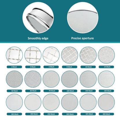 304 Stainless Steel Mesh Lab Sieve, 80 Mesh (0.2mm) Aperture Test Sieve, 7.9Inch(20cm) Diameter Economy Standard Analysis Sample Test Sieves for Industrial Laboratory Homes - Colors B