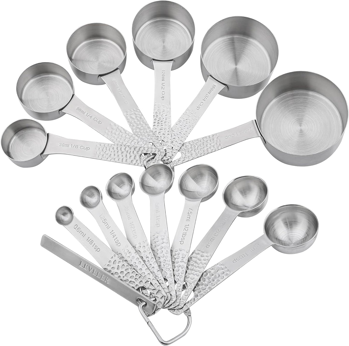 Measuring Cups and Spoons Set 14, Copper Measuring Cups and Spoons Set for Dry & Liquid, Metric & US Stainless Steel 6 Measure Cups and 7 Spoons Set w/Leveler for Kitchen & Baking