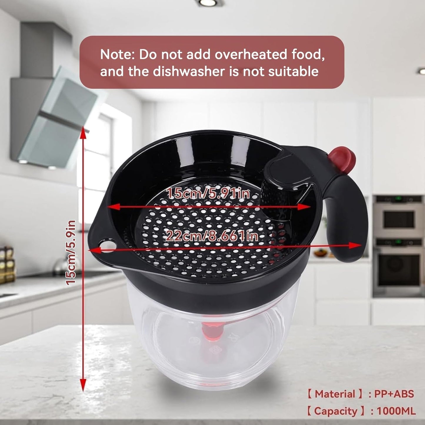 Fat Separator with Bottom Release, Kitchen Grease Strainer Measuring 4 Cup Gravy Separator with Oil Strainer Oil Grease Measuring Cup for Cooking, Healthier Gravy, Soup