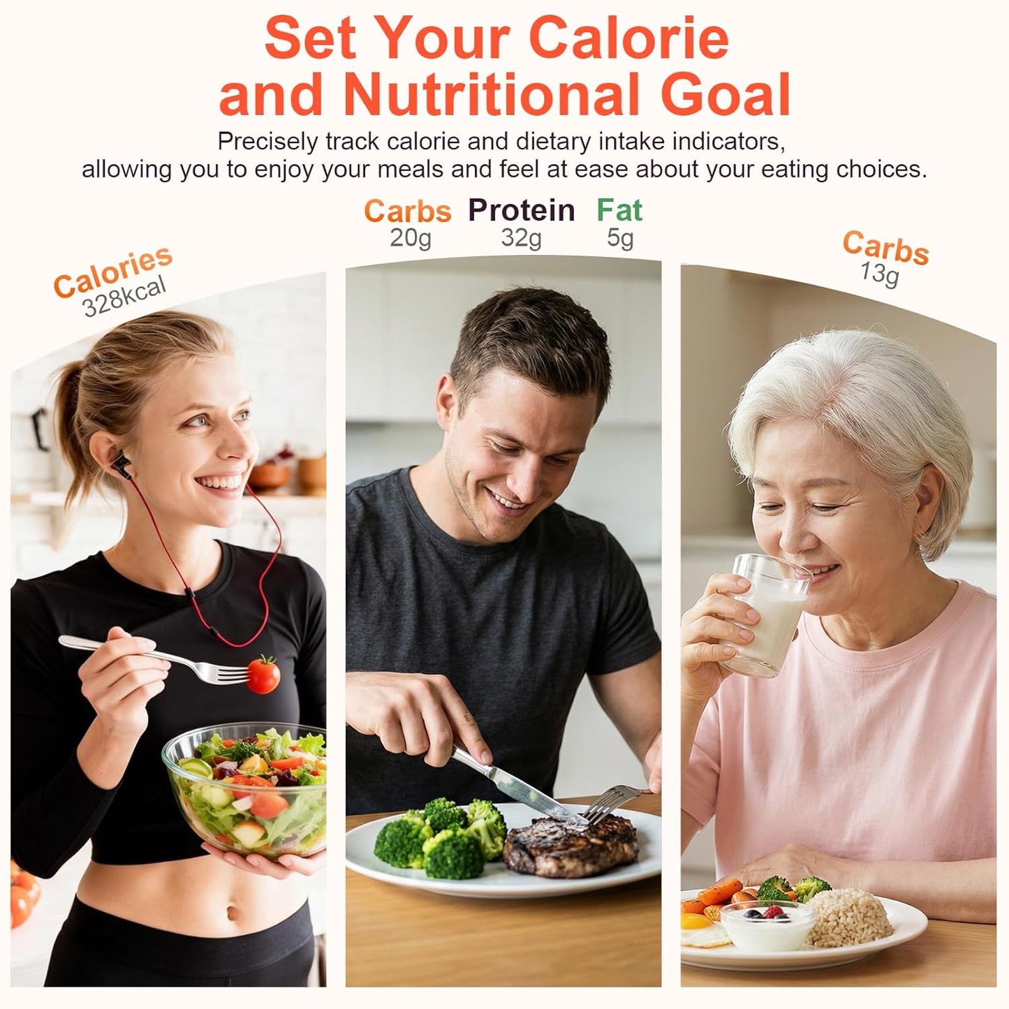 Smart Kitchen Food Scale with Nutritional Calculator, Calorie Fat Carbs Protein Tracker, Free App, Barcode Scan, Food Preload, 23 Nutrients, On-Screen Display, Personal Goals, 11 lb / 5 kg
