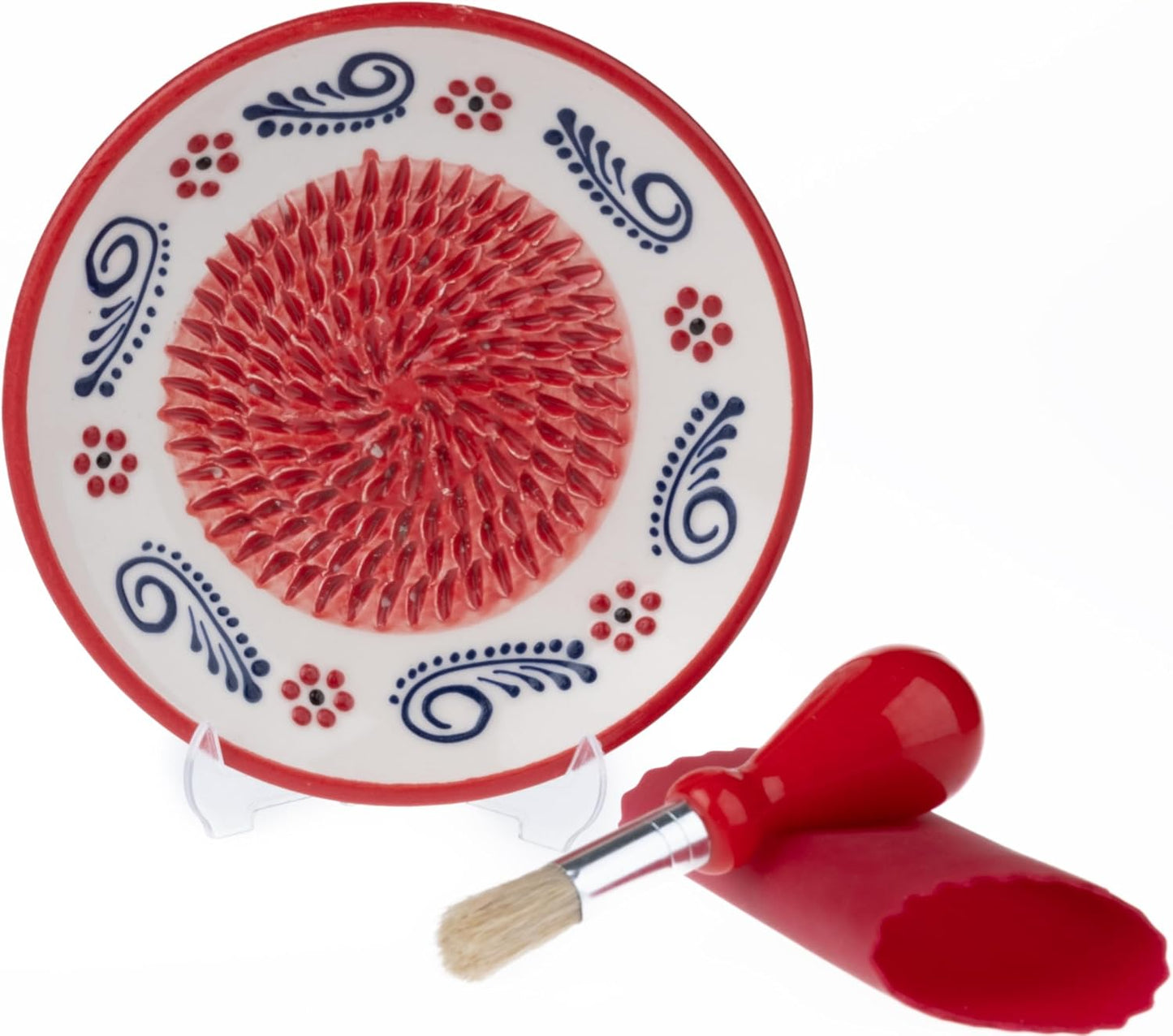 Handmade Ceramic Garlic Grater - 4 Pcs Garlic Press - Natural Ginger & Cheese Grinder - Decorative Mincer - Honey Yellow
