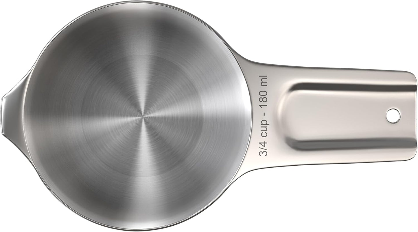 Color Up 2 Cup Measuring Cup, 480ml Stainless Steel Metal, Easy-Pour Spouts, Engraved Markings, Flat Base, Dishwasher Safe, for Dry and Liquid Ingredients