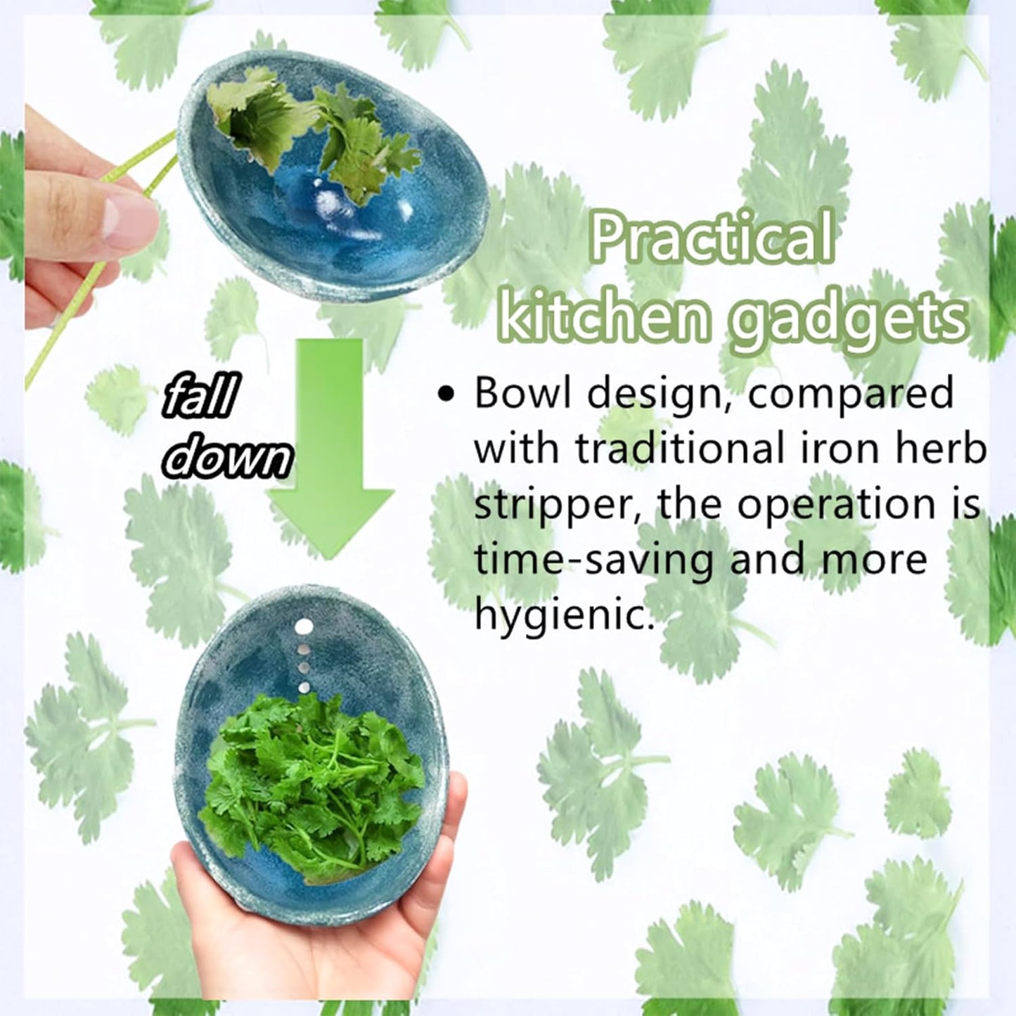 Pottery Herb Stripper Bowl, Handmade Pottery Herb Stripper Ceramic Herb Stripper Quick Stem Removal Ceramic Bowl 2025 New Ceramic Kitchen Herb Stripping Tool
